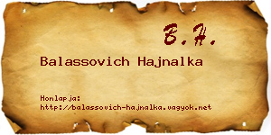Balassovich Hajnalka névjegykártya